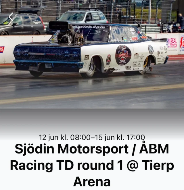 Sjödin Motorsport / ÅBM Racing TD round 1 @ Tierp Arena! 😎

First outing for Sjödin Motorsport ÅBM Racing in 2025! 🚦🚙💨💪🏻

Speedevents Internationals! June 12-15 2025, at Tierp Arena! 😃

See you all there! 🥳 If we get the new crankshaft in time! 😅

#firstouting #tierparena #speedeventsinternationals #topdoorslammerseries #lookforwardtothis #ifwegetthecrankshaft #holdyourthumbs #makedragracinggreatagain #makedragracingfunagain #makingthechevellegreatagain #preparations #donthalfassit #itsalongwaytothetopifyouwannarockandroll #chevelle #chevrolet #bigblock #whatisaerodynamics #screwblower #conventionalheaded #sjodinpower #chevypower #flipfloppsandbigblocks #wayfastchevy #housebrickonwheelsfromhell #recordsetting #hardworkpaysoff #topdoorslammer #outlawpromod #abmracing #sjodinmotorsport